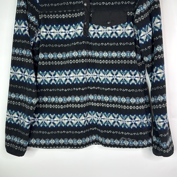 Eddie Bauer Blue Black 1/4 Zip Fleece Pullover Sweatshirt Small - Picture 3 of 9